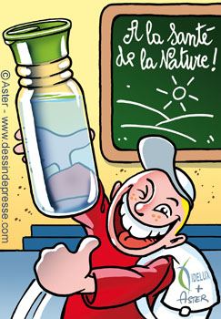 Dessin pour Idelux - Ecologie-privilégier les bouteilles en verre