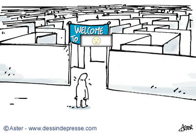 Cartoon sur la complexité de rentrer dans la compagnie
